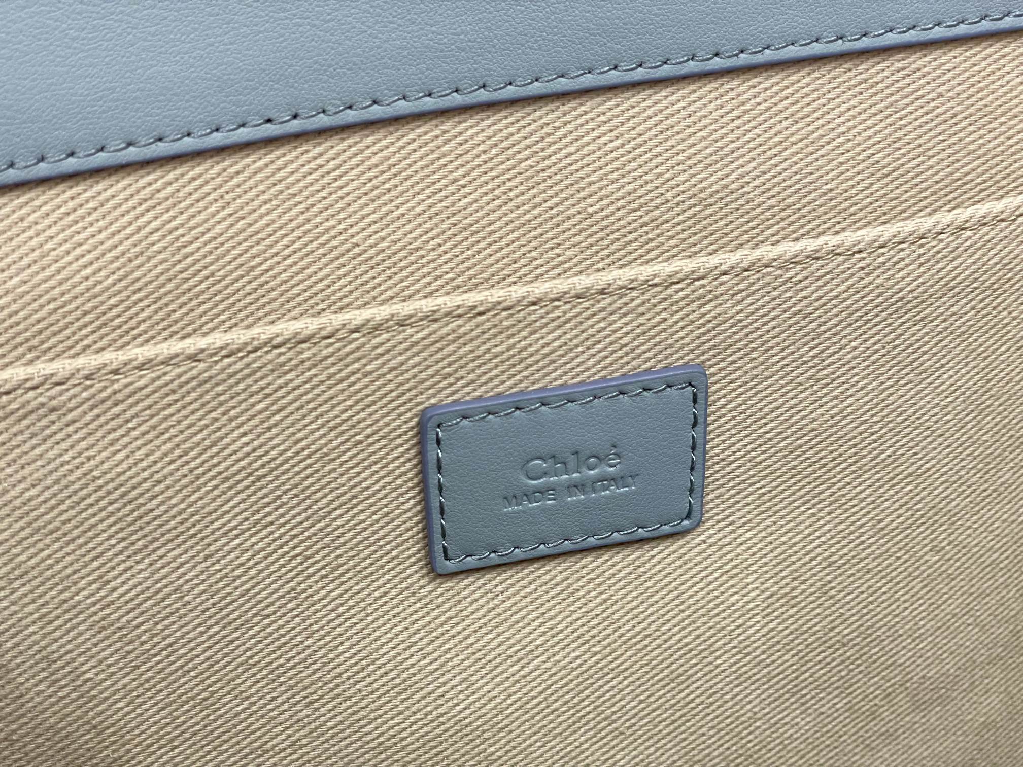 Chloe Large Woody Tote Bag In Light Blue Soft Smooth Calfskin Leather